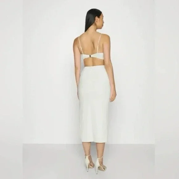 Abercrombie & Fitch Mixed Fabric Cutout Midi Dress - Picture 2 of 12